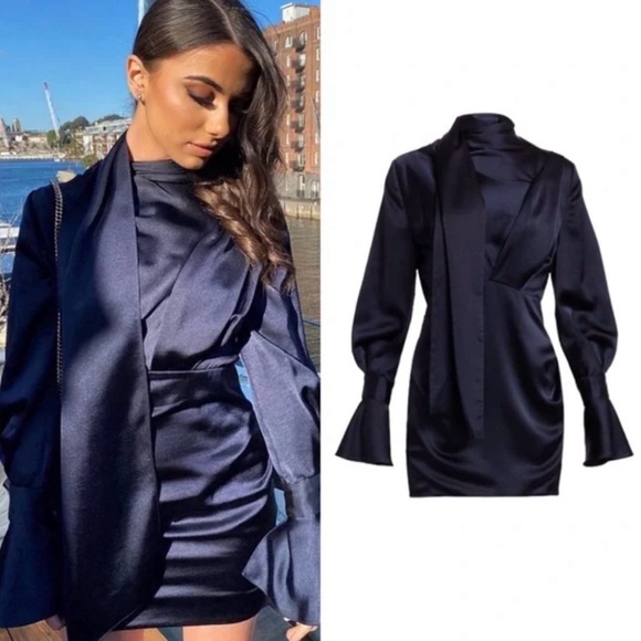 Acler Soto draped mini dress in navy